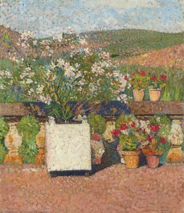 Roses And Geraniums On The Terrace At Marquayrol — Henri Jean Guillaume Martin