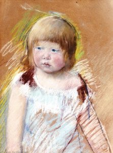 Child With Bangs In A Blue Dress — Mary Stevenson Cassatt