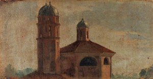 The Upper Section Of A Church With A Hexagonal Dome And Two Towers — Luca Carlevaris