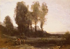 Le Monastere Derriere Les Arbres — Jean-baptiste-camille Corot, Romantic Landscape