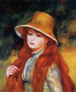Young Girl In A Straw Hat — Pierre-auguste Renoir, Impressionism