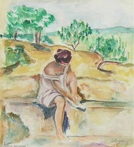 Woman Tying Up Her Sandle — Henri Lebasque