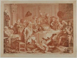 A Midnight Modern Conversation — William Hogarth, Neoclassical Enlightenment Style