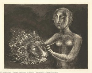 Woman with a figure of monster