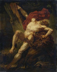 Milo Of Croton Attacked By A Lion (study) — Charles Meynier