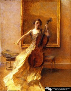 Lady With A Cello — Thomas Wilmer Dewing, Tonalism