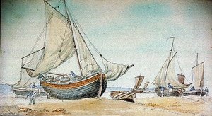 Cargo Handling Scene, Beached Coasters — Nicholas Pocock