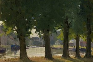Five Trees By A River — Hans Iten