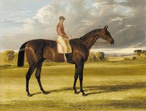 Amato, Winner Of The 1838 Derby, With Jockey Up, In A Landscape — John Frederick Herring Senior