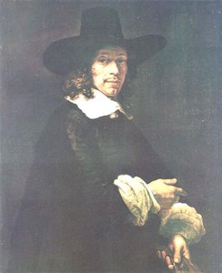 Portrait Of A Gentleman With A Tall Hat And Gloves — Rembrandt Van Rijn