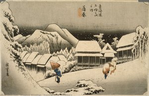 Evening Snow At Kanbara — Utagawa Hiroshige, Ukiyo-e