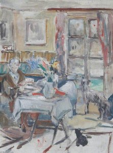Study Of An Interior With Seated Figure And A Dog — Alan Francis Clutton Brock