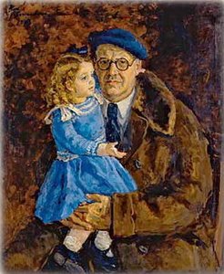 Self-portrait With His Granddaughter — Pyotr Konchalovsky