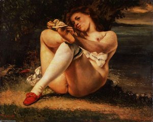 Woman With White Stockings, Ca Barnes Foundati — Gustave Courbet, Realism