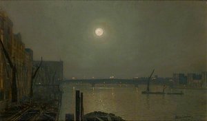 View Of Southwark Bridge At Night — John Atkinson Grimshaw, Pre-raphaelite Romanticism