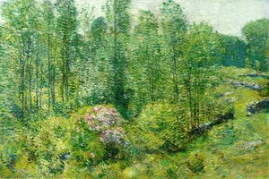 Spring Landscape With A Farmer And White Horse — Frederick Childe Hassam, Impressionism