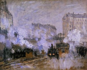Das Äußere Des Bahnhofs Saint-lazare, Ankunft Eines Zuges — Claude Monet, Impressionist Painting