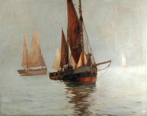 Ferrying Herrings, Scarborough Bay — Ernest Dade