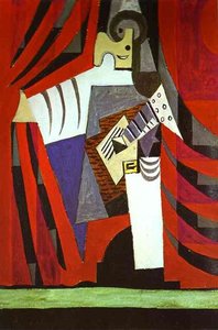 Polichinelle Con Guitarra Antes Del Telón De Escenario — Pablo Picasso