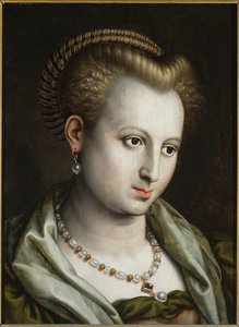 Female Head Turned To The Right With A Pearl Necklace — Bernaert De Ryckere