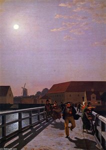 Long Bridge, Copenhagen in the Moonlight
