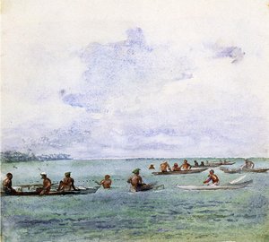 Fishing Party In Canoes, Samoa — John La Farge
