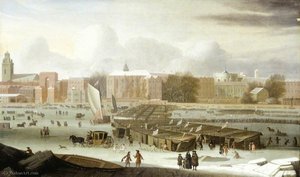 A Frost Fair On The Thames At Temple Stairs, London — Abraham Danielsz Hondius