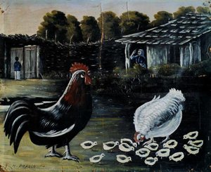 Hen With Her Chicks — Niko Pirosmani, Naive Painting
