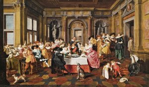 Festive Company In A Renaissance Room — Dirck Hals