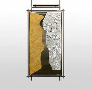 Golden Rectangle Canvas Wall Art With Textured White Accents