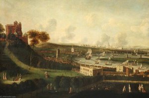 London And The River Thames From One Tree Hill, Greenwich Park — Jan Griffier I