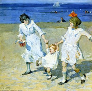 Two Females Swinging A Child — Edward Henry Potthast, Impressionism