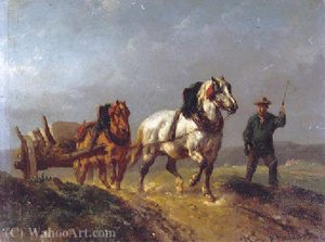 Leading the horses over a track