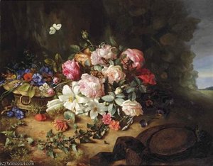 Gallica Roses, White Lilies, Carnations