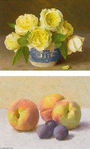 Roses Celine Forestier and Peaches and Plums Two Paintings