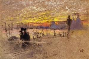 Sunset: Red And Gold - The Gondolier — Džejms Abbot Meknil Visler, Impressionism