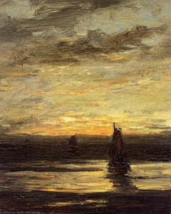 fishing boats at dusk