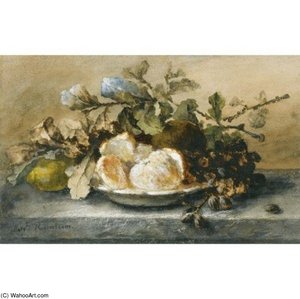 A Still Life With Fruit On A Ledge — Margaretha Roosenboom