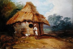 View In Southern India, With A Warrior Outside — George Chinnery