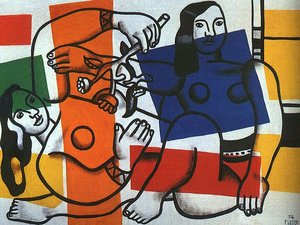 Two Women Holding Flowers — Fernand Léger, Cubism