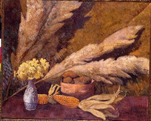 Nature morte aux roseaux Primevères et maïs