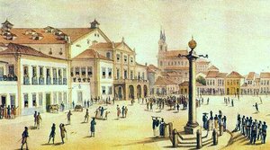 View Of Royal Theatre Of Saint John In Rio De Janeiro, Brazil — Jean-baptiste Debret