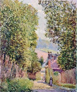 Street In Louveciennes, Sunlight — Alfrēd Sislē, Impressionism