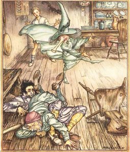 So There They Lay, All Three — Arthur Rackham