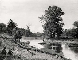 On The Banks Of A Stream, (painting) — Emanuel Gottlieb Leutze