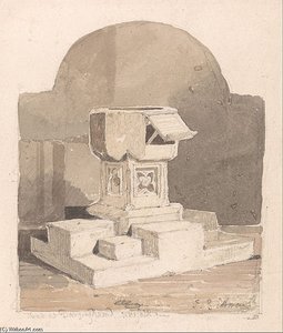 Font At Dersingham Church, Norfolk — John Sell Cotman