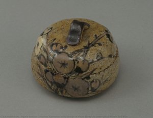 Incense Container with Design of Plum Sprays in underglaze Brown and Blue