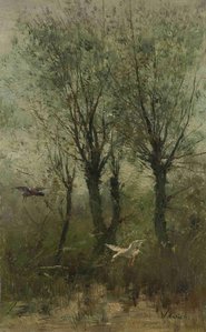 Ducks Alighting On A Pool — Willem Maris