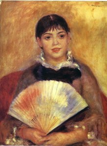 Girl With A Fan ( Alphonsine Fournaise) — Pierre-auguste Renoir, Impressionism