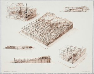 Greenhouse Showroom, Best Products, Inc., San Leandro, Ca: Perspectives, Elevations, And Sections — James Wines Site